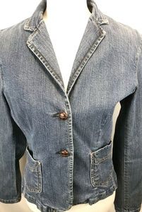 Gap Womens Stretch Blue Denim Jean Jacket 2 Button
